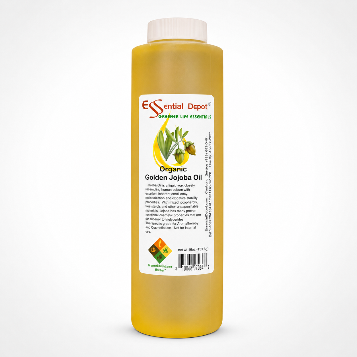 Jojoba Organic Golden 16 oz. - use container independently or to refill your favorite container