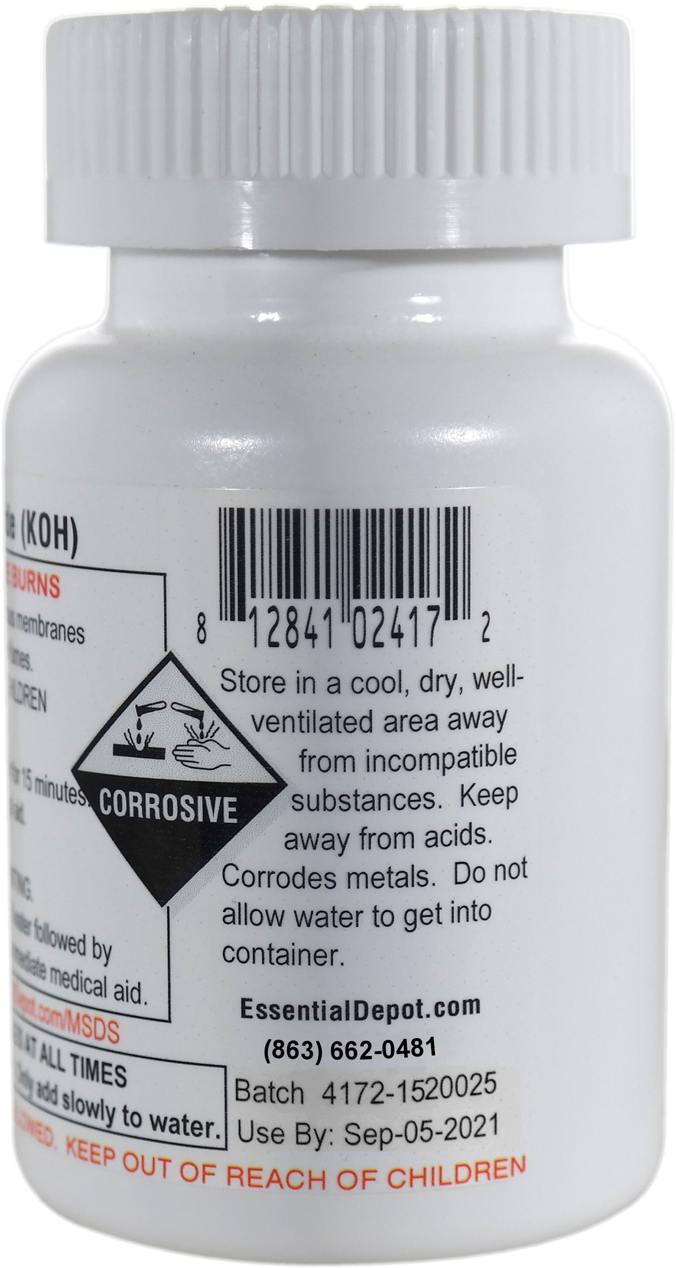 Potassium Hydroxide Flakes KOH, Caustic Potash Anhydrous KOH Dry - 4 0z