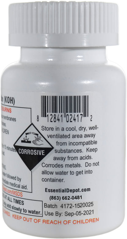 Potassium Hydroxide Flakes KOH, Caustic Potash Anhydrous KOH Dry - 1 lb - 4 x 4 oz. Bottles
