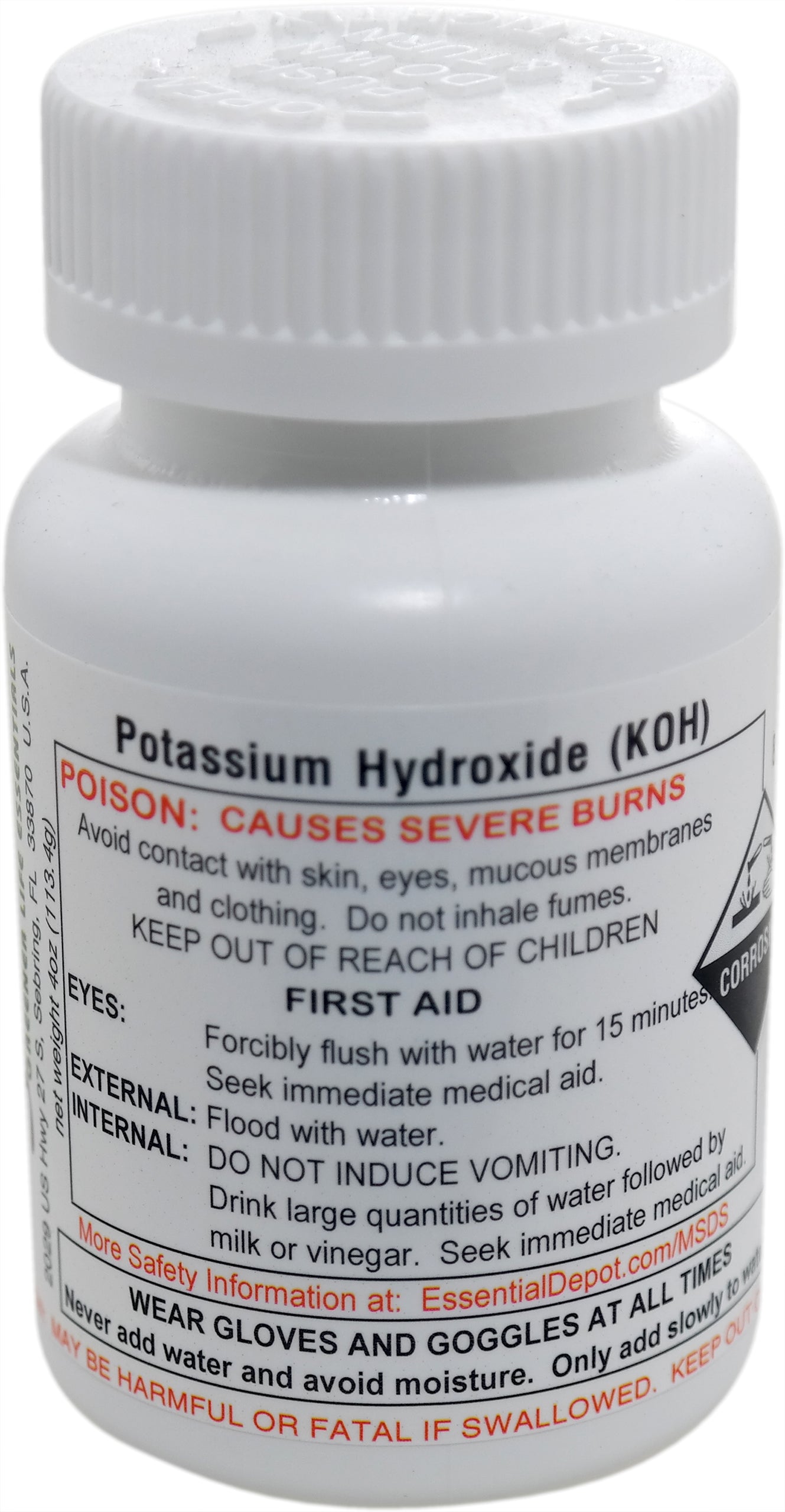 Potassium Hydroxide Flakes KOH, Caustic Potash Anhydrous KOH Dry - 4 0z