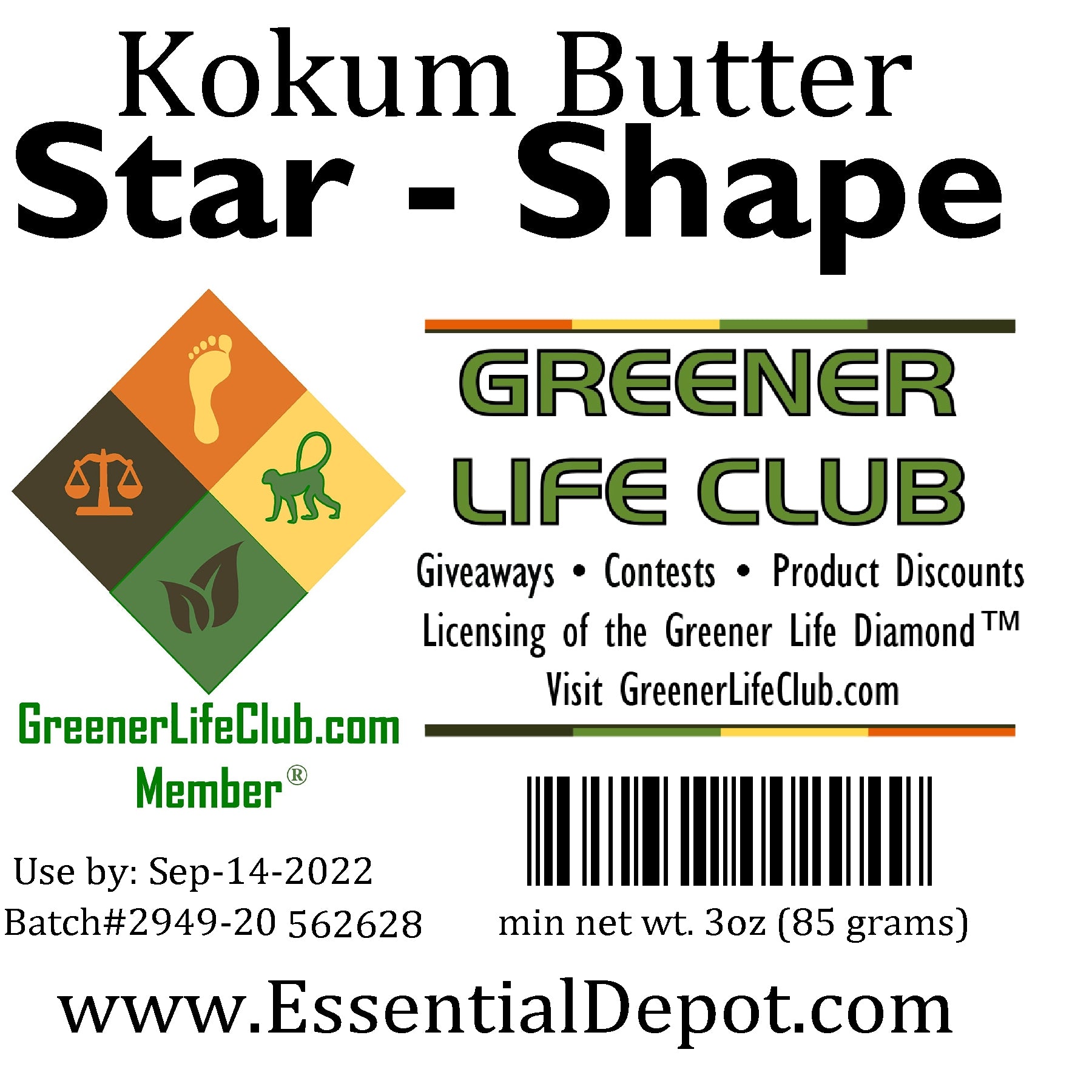 Kokum Butter Star - 3.0 oz (85 g) - No Additives - Odorless - Non Comedogenic