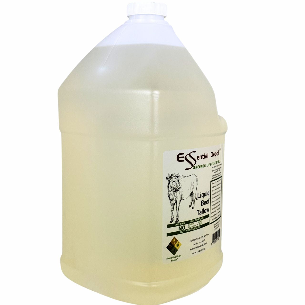 LIQUID Beef Tallow - 1 Gallon - 7.8 lb - FOOD GRADE - No Additives - for soap and skin care products