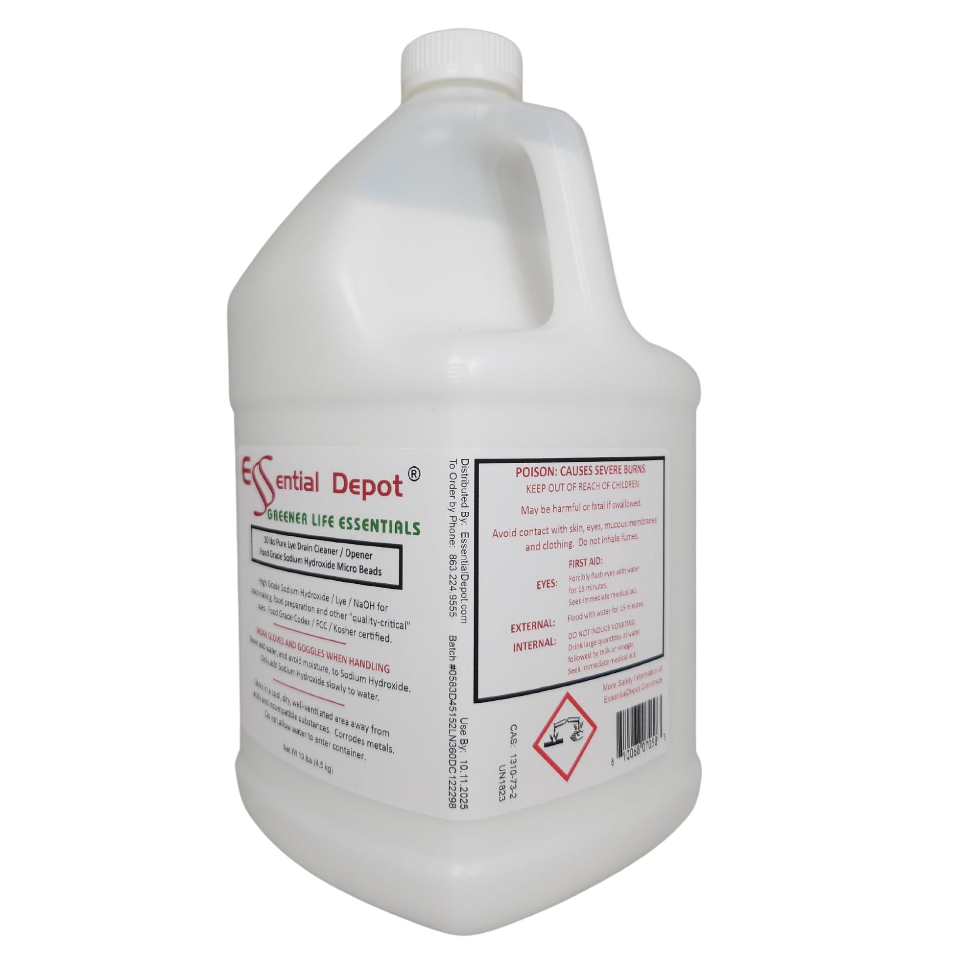 Sodium Hydroxide Lye Micro Beads - 40 lbs - 4 x 10lb Bottles - Food Grade