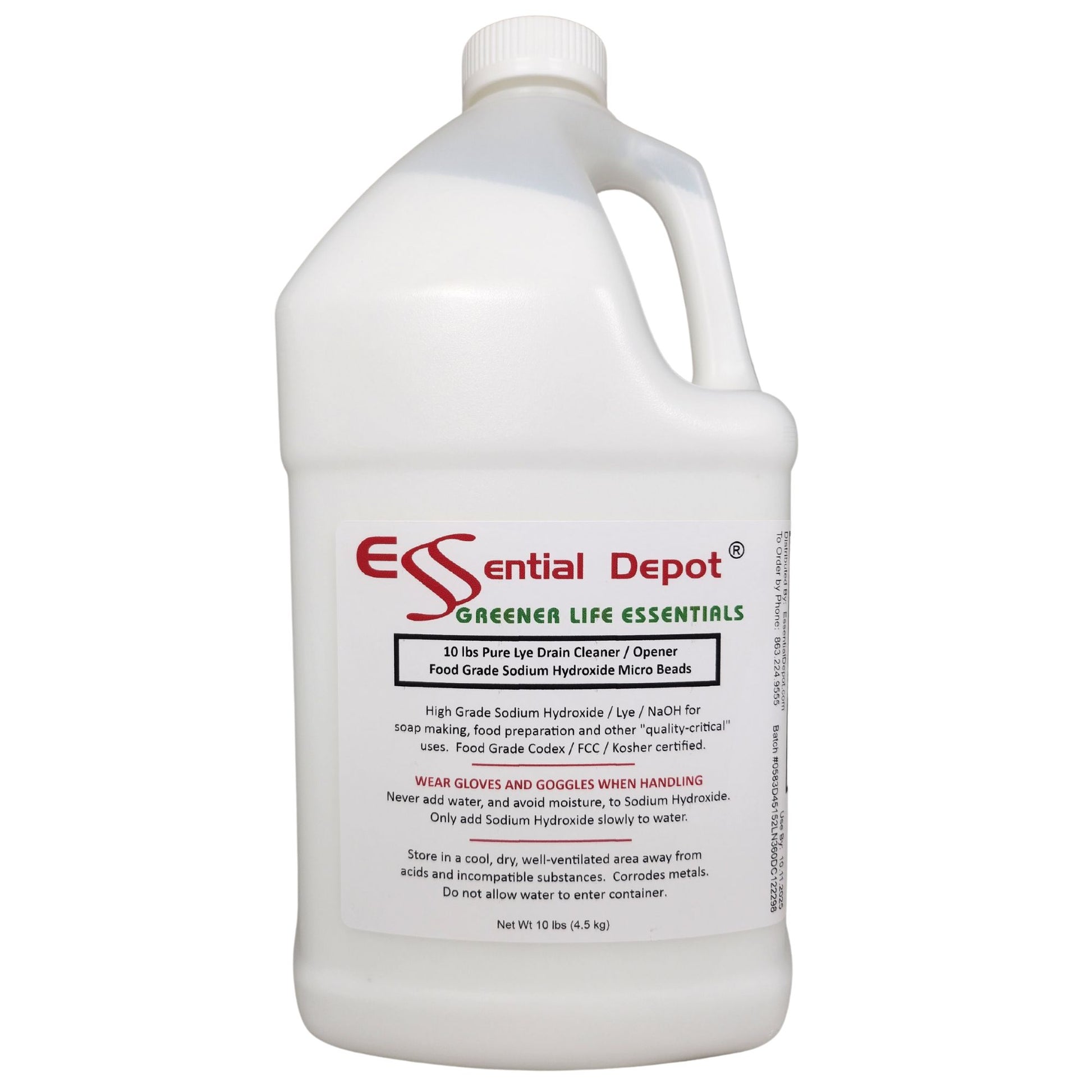 Sodium Hydroxide Lye Micro Beads - 40 lbs - 4 x 10lb Bottles - Food Grade