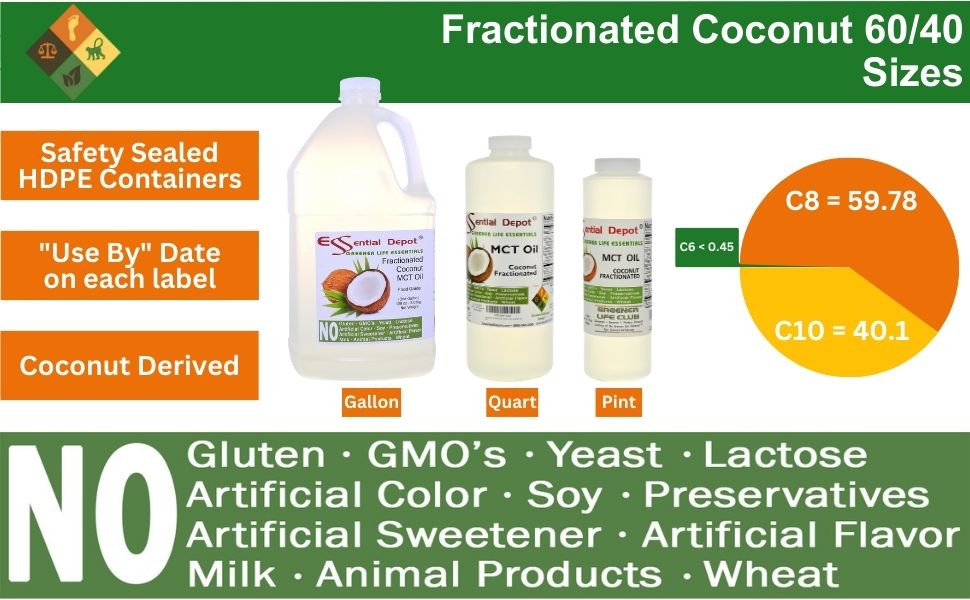 Coconut Oil - MCT Oil - Fractionated - Liquid - C6, C8, C10 - 1 Pint - Food Grade - Non GMO