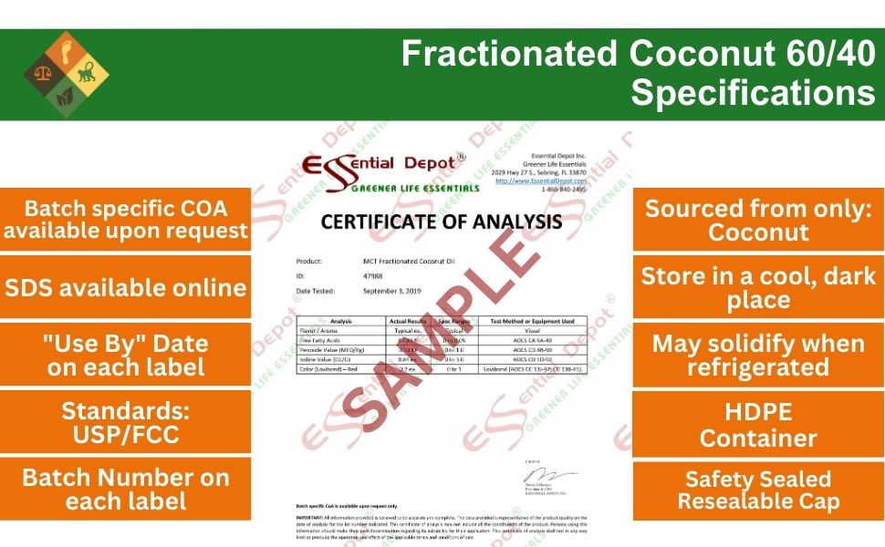 Coconut Oil - MCT Oil - Fractionated - Liquid - C6, C8, C10 - 1 Quart - Food Grade - Non GMO