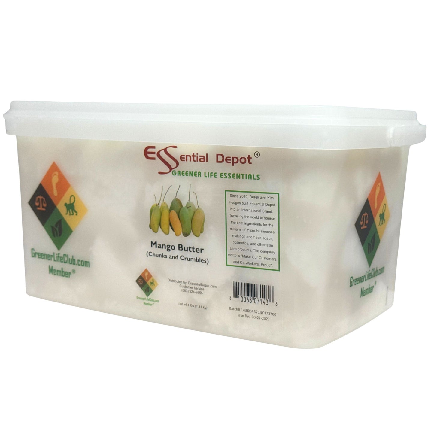 Mango Butter - Chunks and Crumbles - 4 lb net wt (1.81 kg) - Refined - Bleached - Deodorized