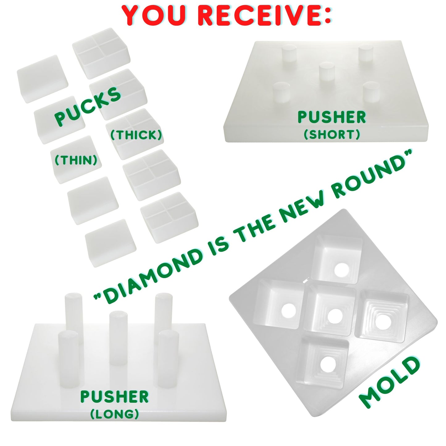 R.E.D. MultiPurpose Diamond MOLD - for use by hand or with The R.E.D. Press - NSF, Food Grade