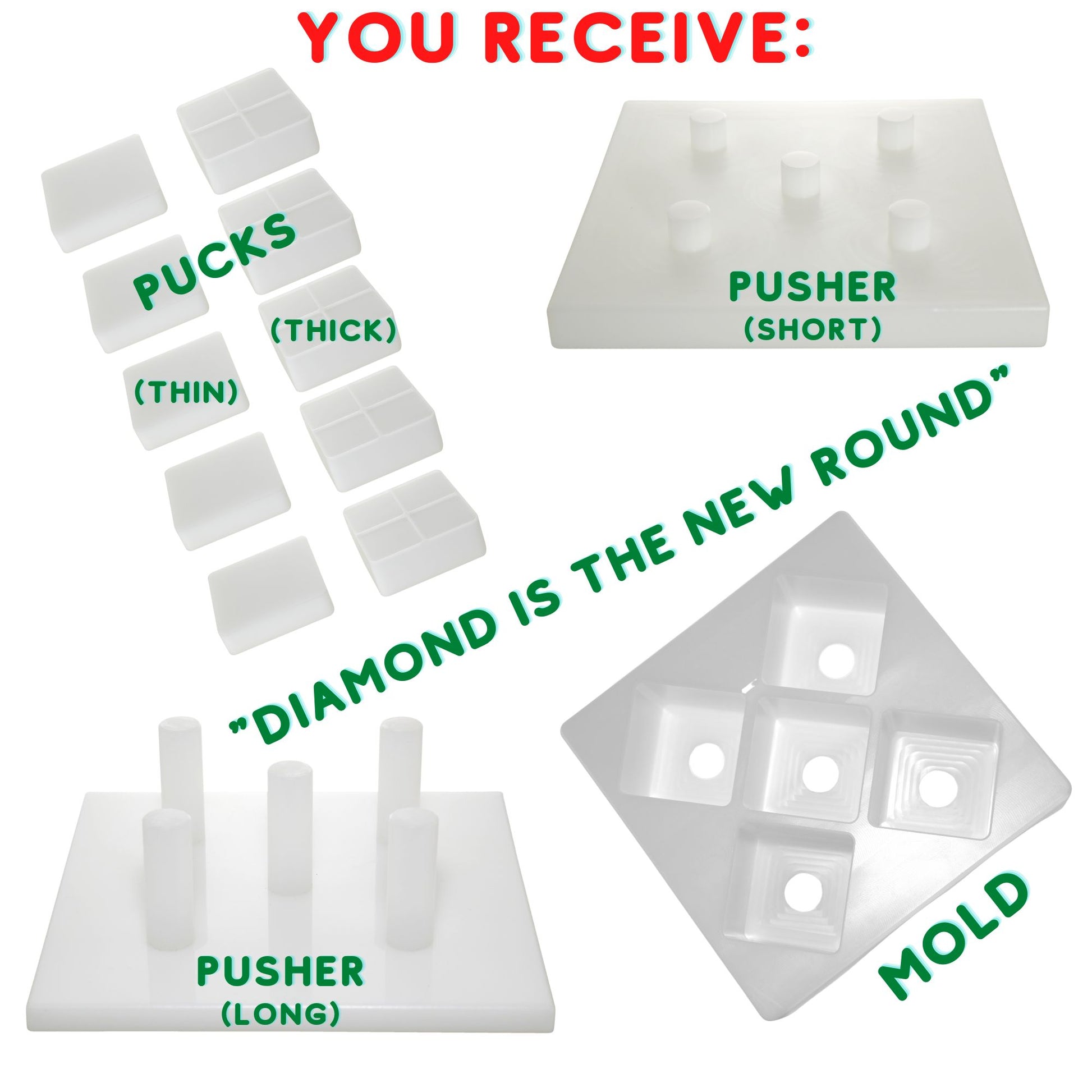 R.E.D. MultiPurpose Diamond MOLD - for use by hand or with The R.E.D. Press - NSF, Food Grade