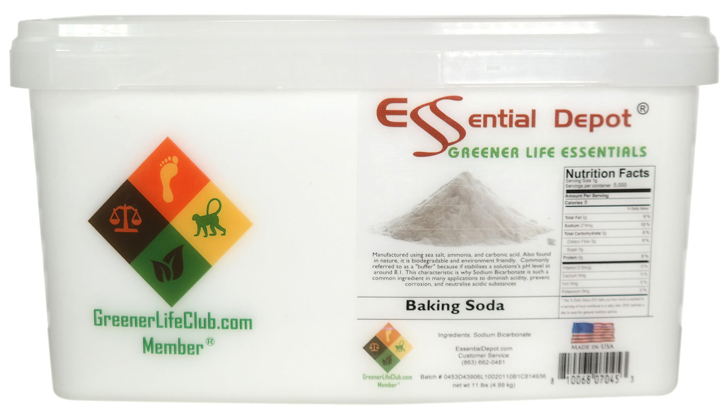 BAKING SODA - SODIUM BICARBONATE - Minimum 99% NaHCO3 - 11 lb in Greener Life Club Box  - FREE US SHIPPING