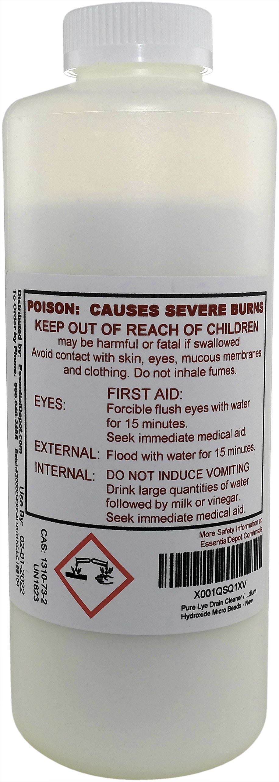 Sodium Hydroxide Lye Micro Beads - Food Grade - USP - 16 lbs - 8 x 2lb Bottles