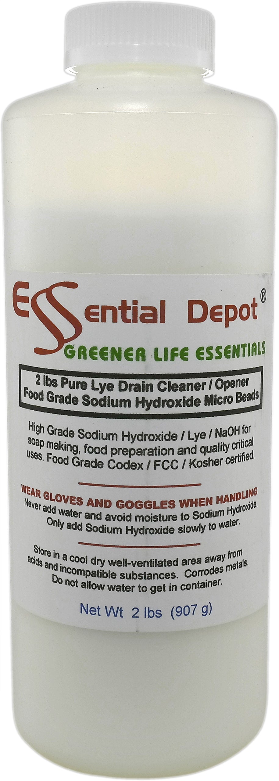 Sodium Hydroxide Lye Micro Beads - Food Grade - USP - 32 lbs - 16 x 2lb Bottles
