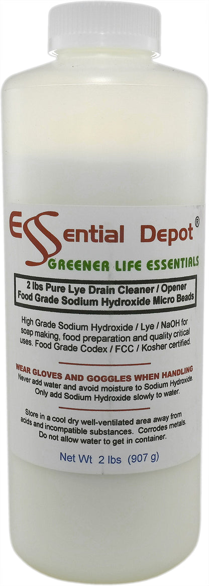 Sodium Hydroxide Lye Micro Beads - Food Grade - USP - 32 lbs - 16 x 2lb Bottles