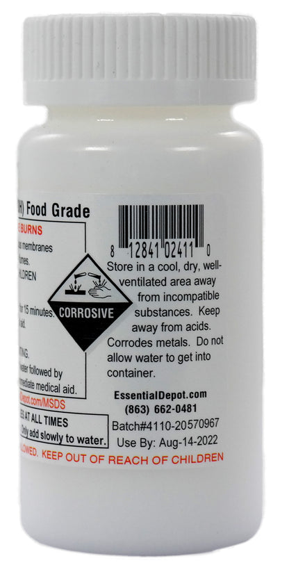 Sodium Hydroxide Lye - Food Grade - USP - 1.25 lb - 4 x 5 oz. Bottles