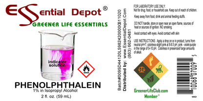 PHENOLPHTHALEIN 2oz bottle (59mL), 1% in Alcohol used in acid and base titrations