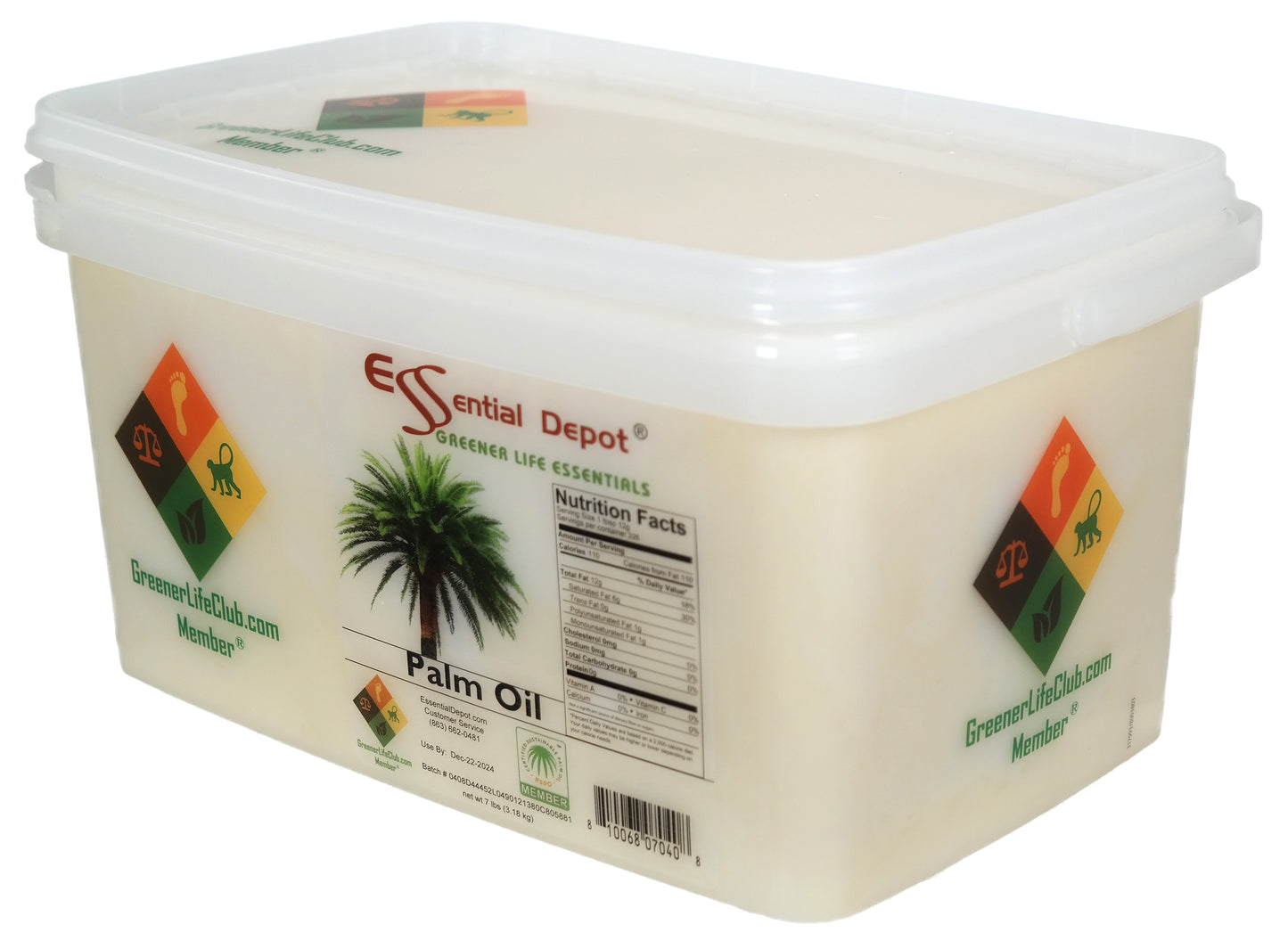 Palm Oil - RSPO Sustainable - 7 lbs - USP Food Grade