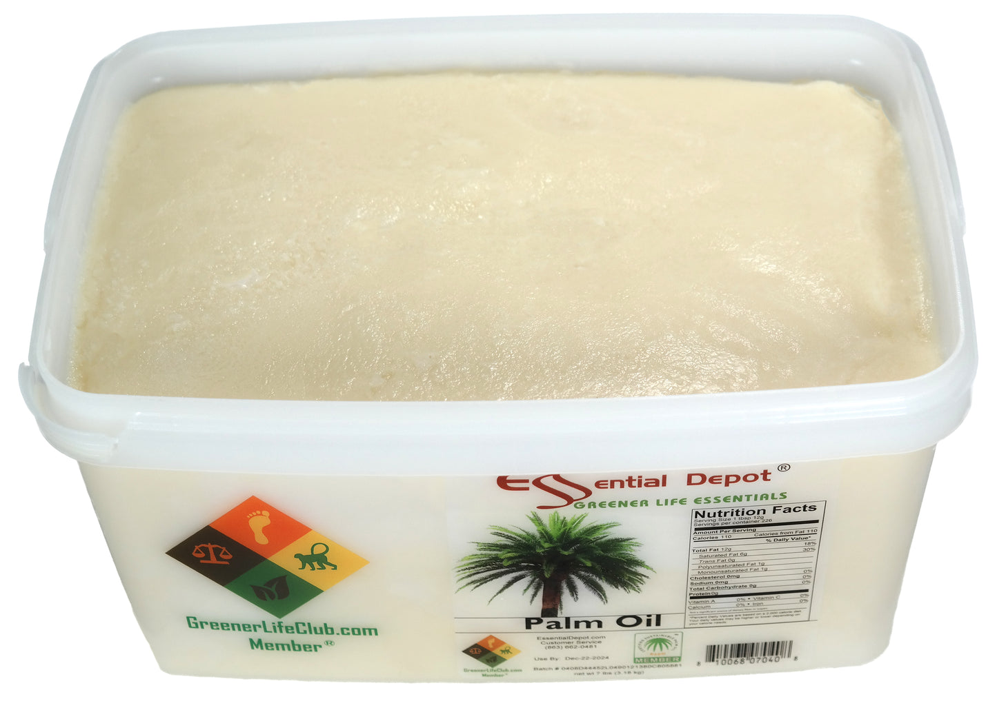 Palm Oil - RSPO Sustainable - 7 lbs - for soap making and skin care product manufacturing