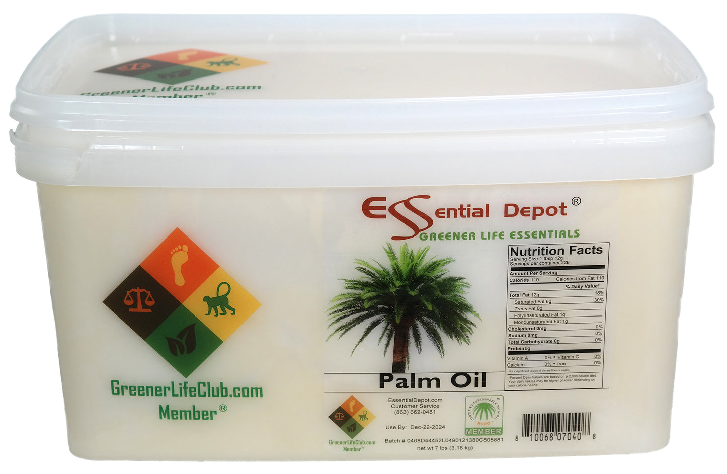 Palm Oil - RSPO Sustainable - 7 lbs - for soap making and skin care product manufacturing