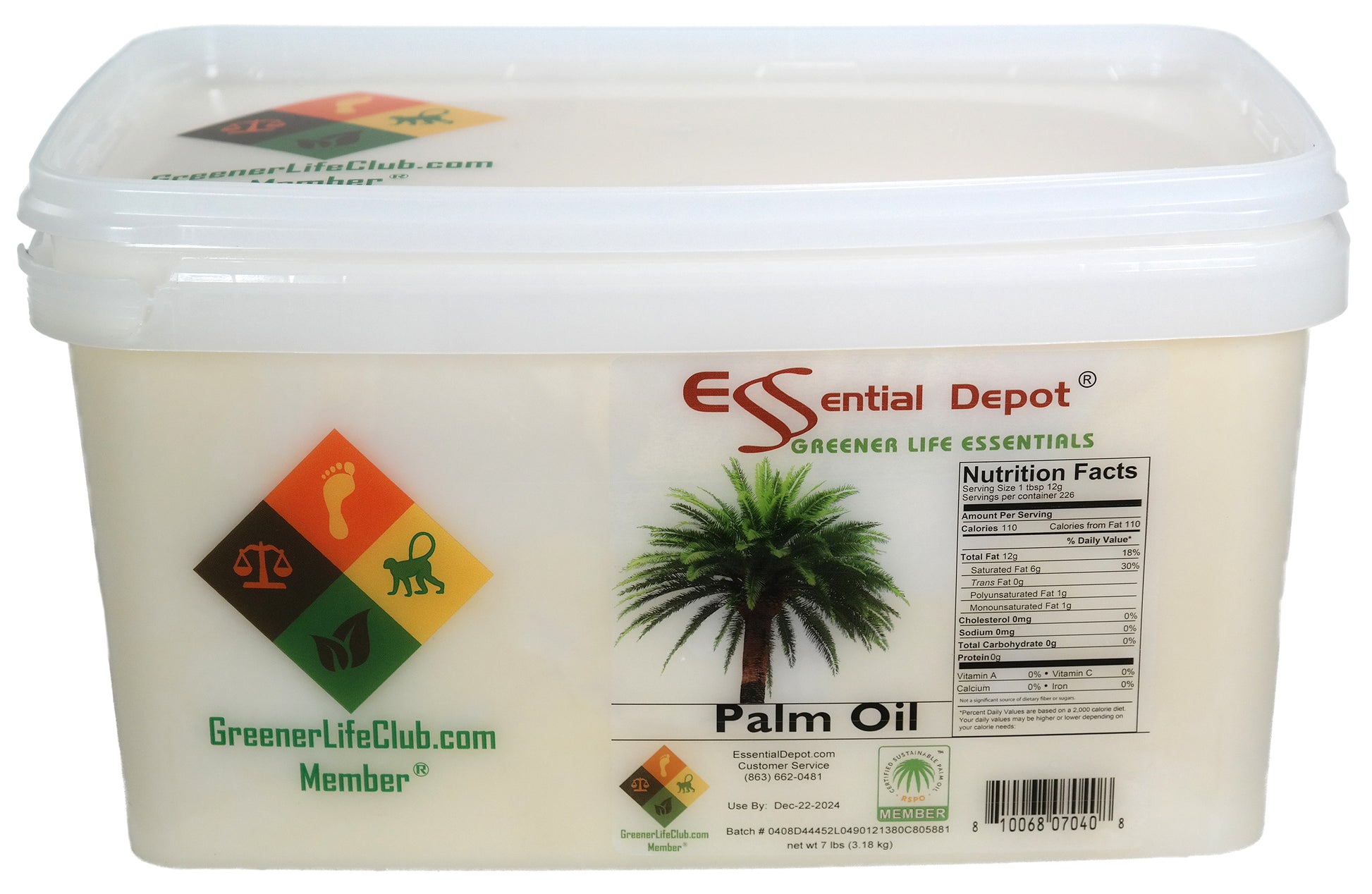 Palm Oil - RSPO Sustainable - 7 lbs - for soap making and skin care product manufacturing