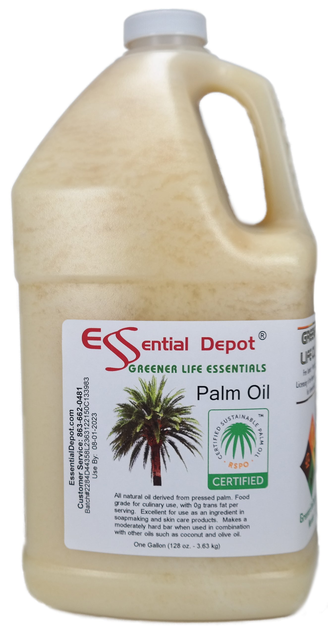 Coconut Oil 76F 1-Gallon and Palm Oil RSPO Sustainable 1-Gallon - Combination Pack - 2 x 1 Gallon