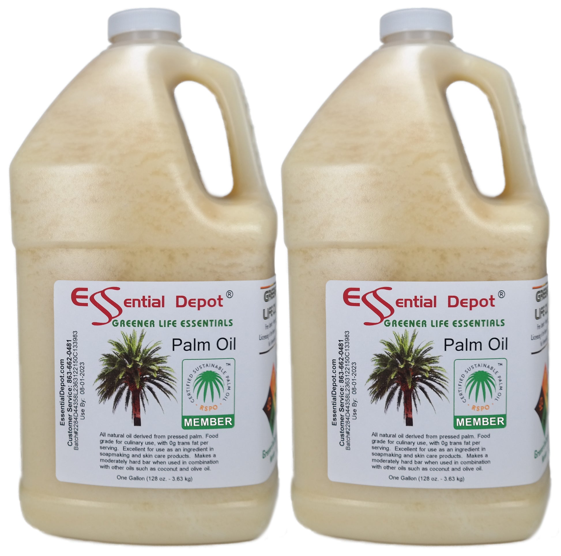 Palm Oil - RSPO Sustainable - 2 x 1gal - USP Food Grade- Not Hydrogenated - 0g Trans Fat Alternative