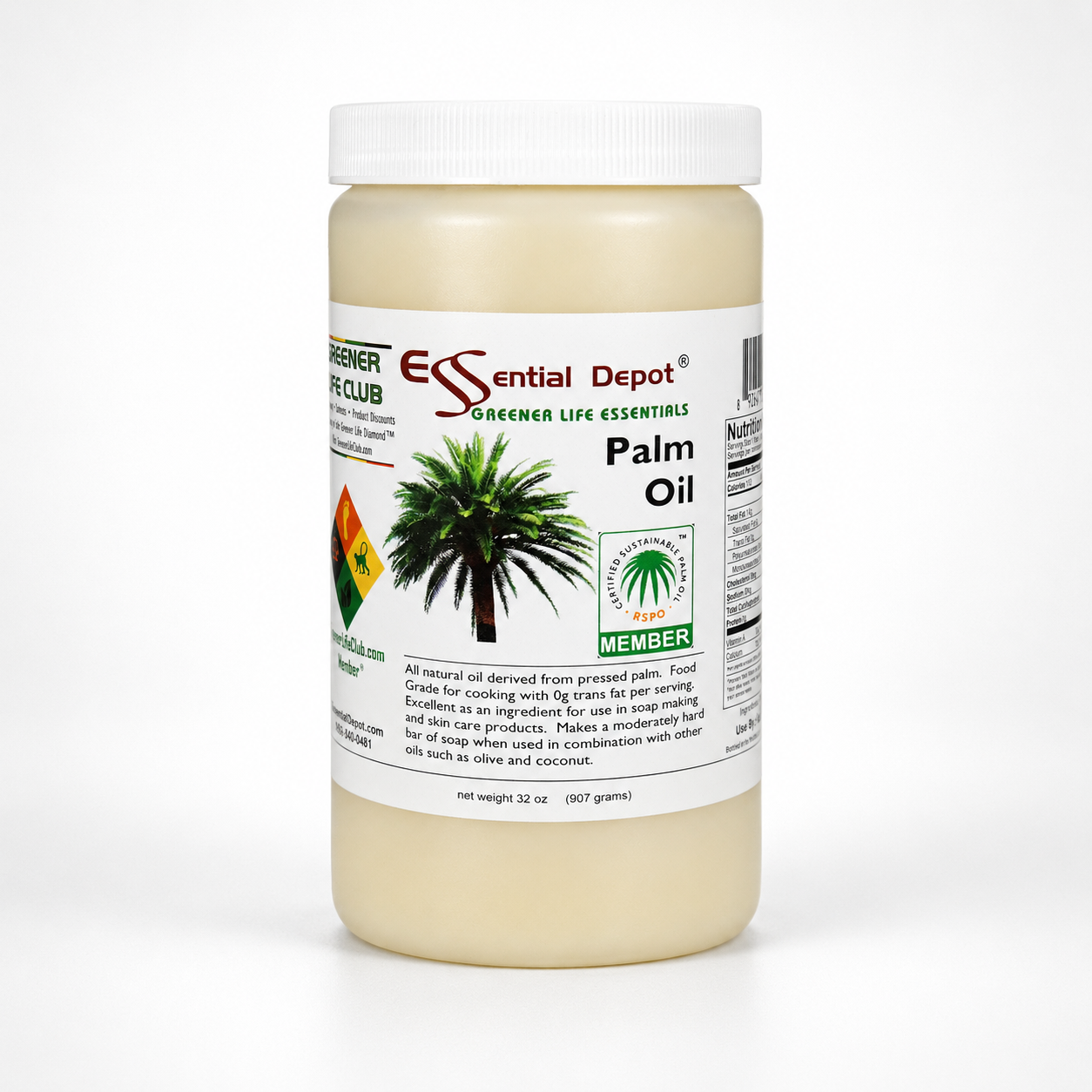 Palm Oil - RSPO Sustainable - 6 x 1 Qt - USP Food Grade- Not Hydrogenated - 0g Trans Fat Alternative