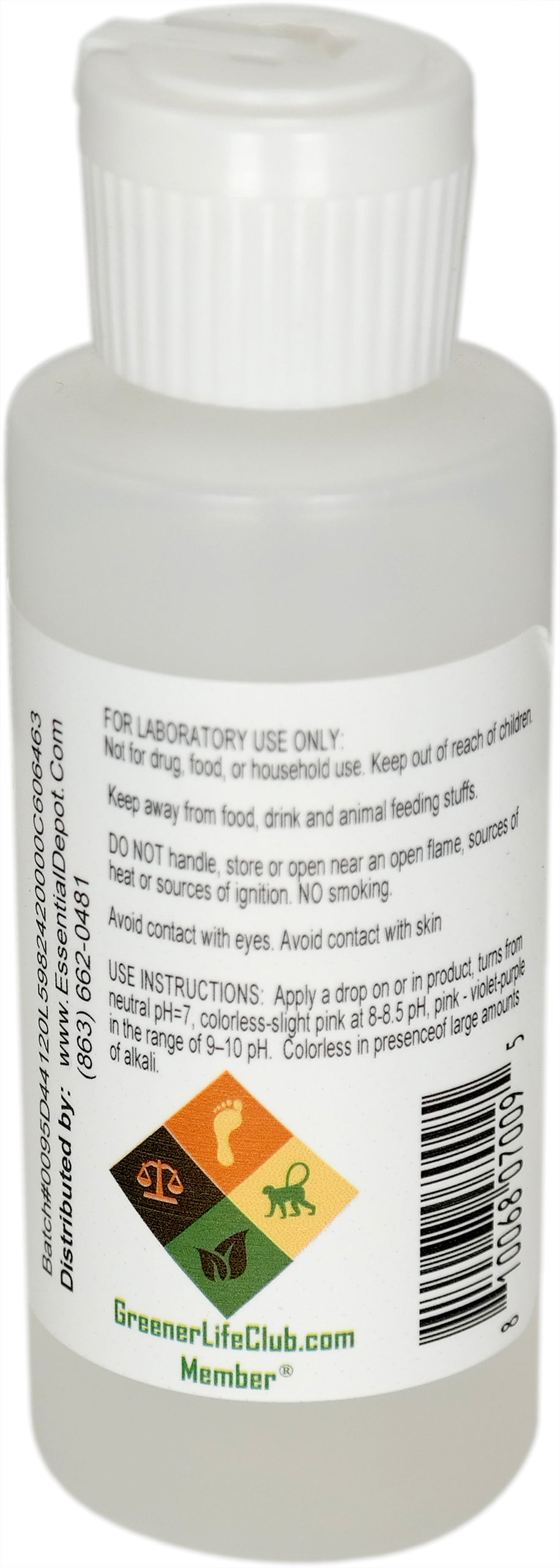 PHENOLPHTHALEIN 2oz bottle (59mL), 1% in Alcohol used in acid and base titrations