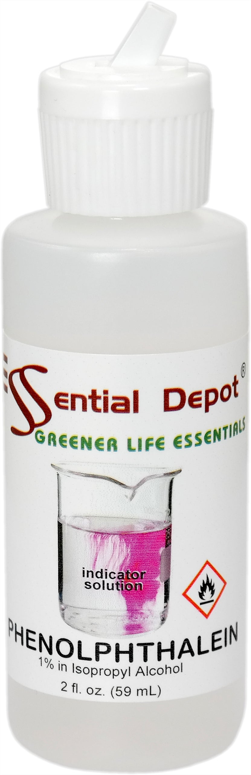 PHENOLPHTHALEIN 2oz bottle (59mL), 1% in Alcohol used in acid and base titrations