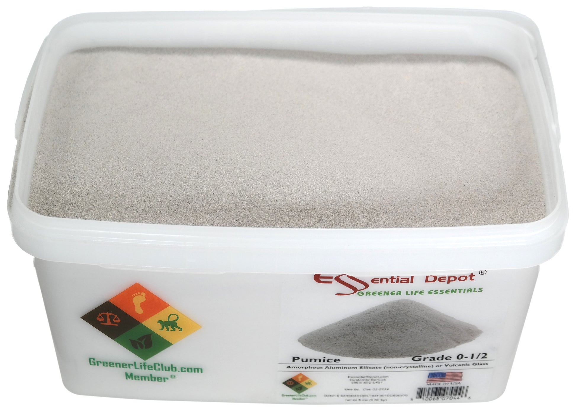 PUMICE - 8 lbs - Grade:  0 - 1/2 - Amorphous Aluminum Silicate or Volcanic Glass - U.S.A. Made  - FREE US SHIPPING