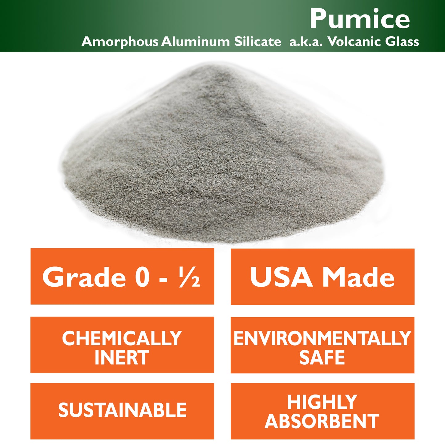 PUMICE - 2 lbs - Grade:  0 - 1/2 - Amorphous Aluminum Silicate or Volcanic Glass - U.S.A. Made