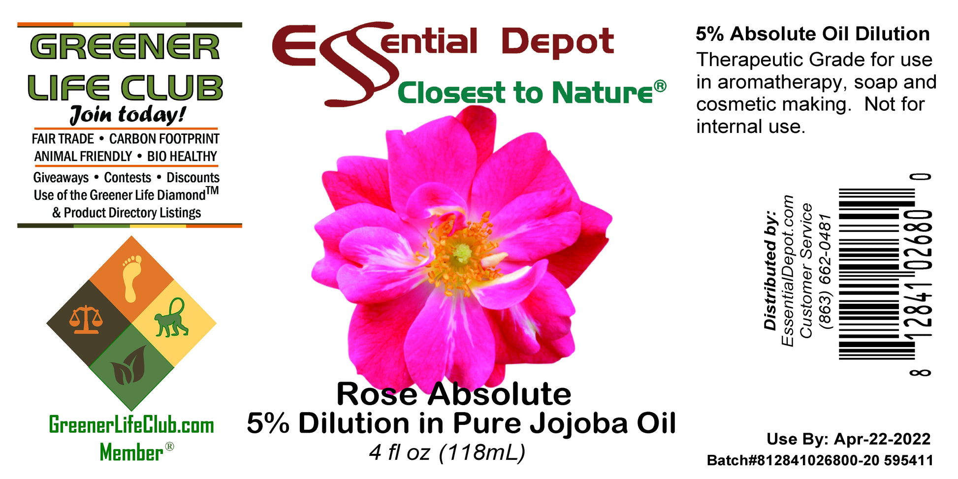 Rose Absolute 5% Dilution in Jojoba - 4 fl oz