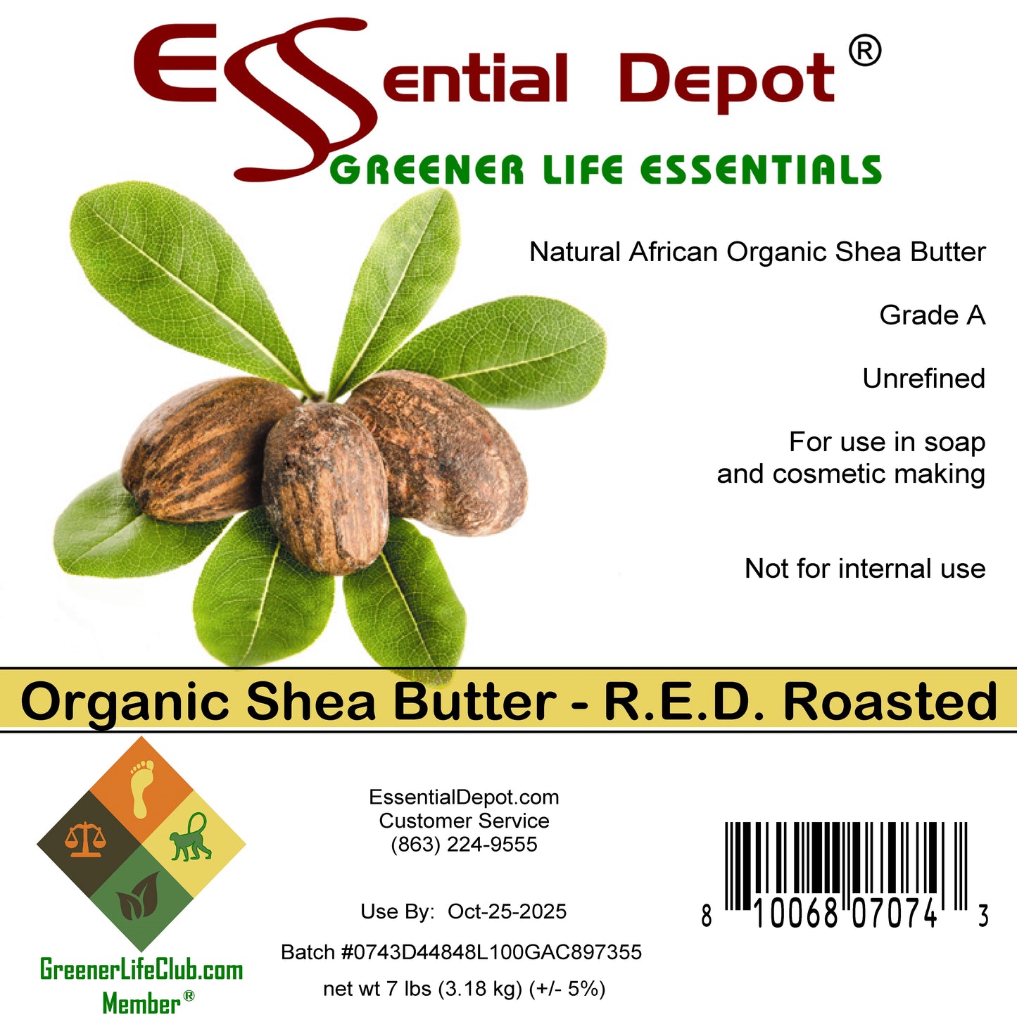 Shea Butter Organic Unrefined R.E.D. Roasted - 7 lbs - GLC Box - Grade A