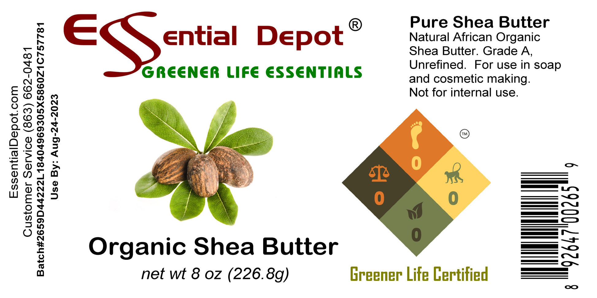 Shea Butter - 8 oz - Grade A - No Additives - Unrefined