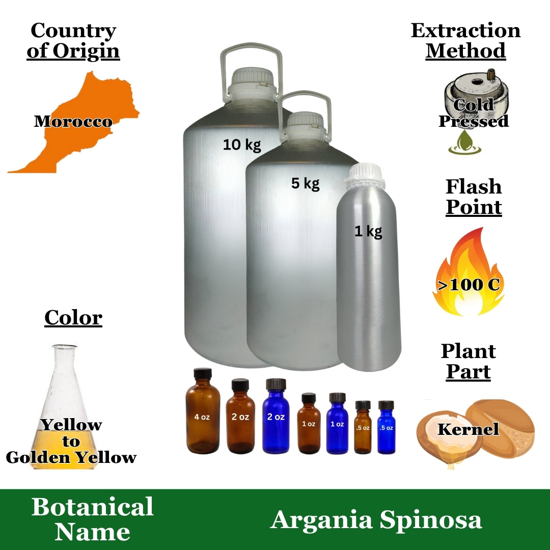 Argan Oil - Virgin - Deodorized - 1 kg. - Approx 2.2 lbs.