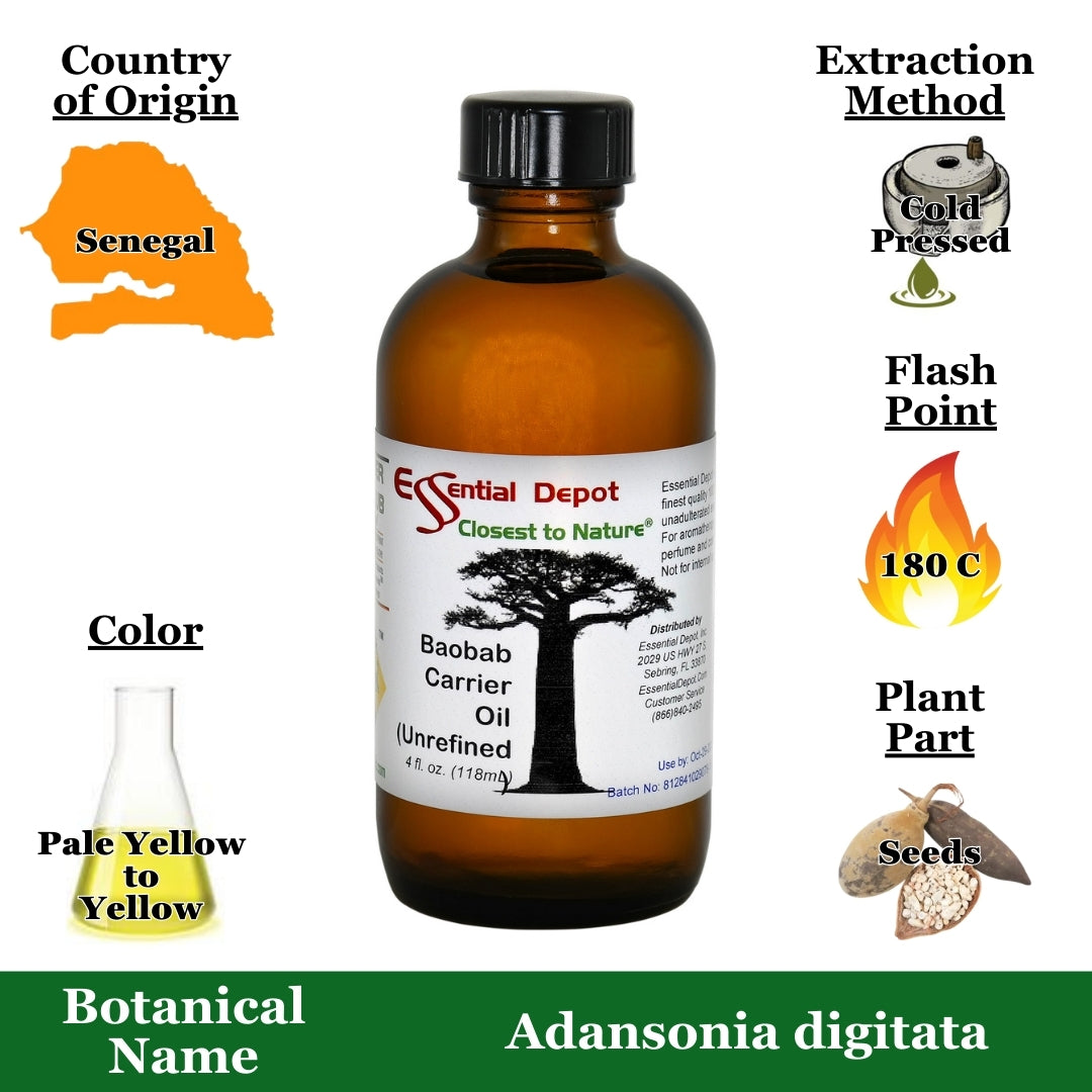 Baobab Unrefined Carrier Oil - 4oz
