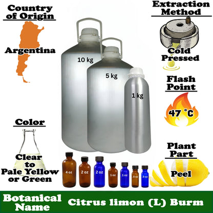 Lemon Essential Oil - 1 kg. - Approx 2.2 lbs.