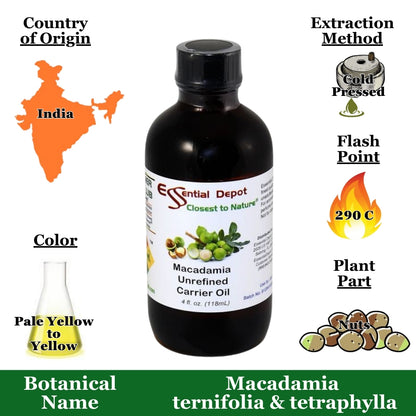 Macadamia Unrefined Carrier Oil - 4oz
