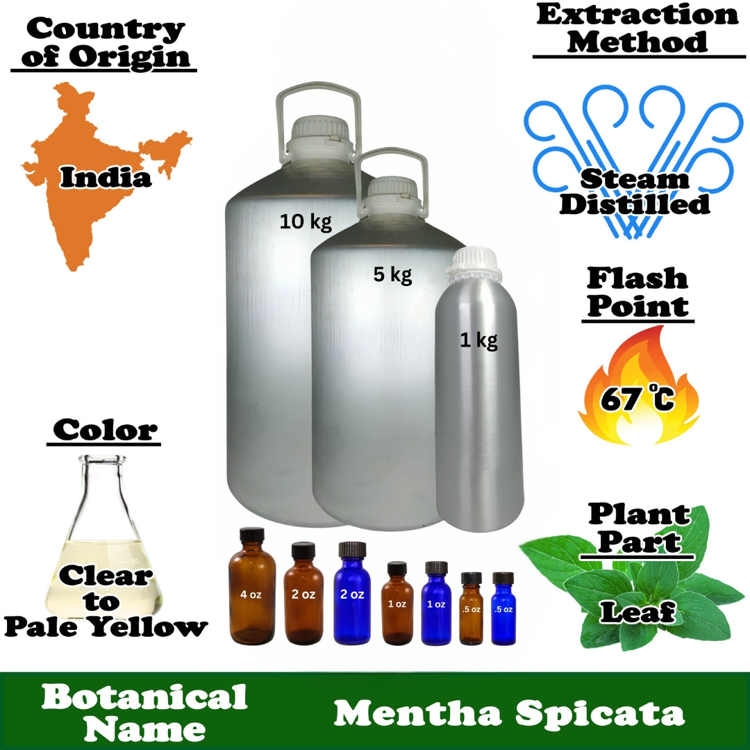 Spearmint Essential Oil - 1 kg. - Approx 2.2 lbs.