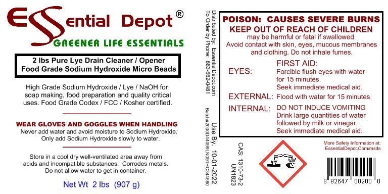 Sodium Hydroxide Lye Micro Beads - Food Grade - USP - 8 lbs - 4 x 2lb Bottles
