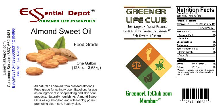 Almond Sweet Oil - 2 Gallons (2 x 1-gallon) - Food Grade - Non GMO - No Additives
