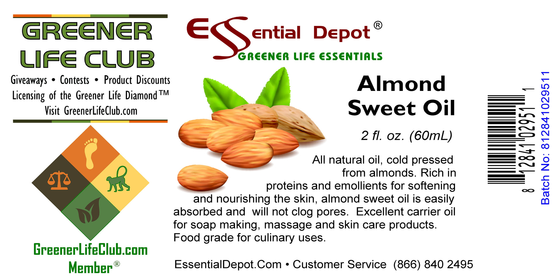 Almond Sweet Oil - 1 Quart + refillable empty 2 oz - Food Safe - NON GMO - No Additives