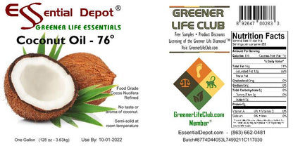 Coconut Oil 76F - 1-Gallon Jug - 7lbs 10oz - USP - Food Grade - Odorless - Tasteless