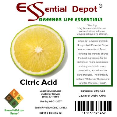 Citric Acid - Non GMO, Anhydrous, USP-NF/FCC, Granular - 8 lbs in GLC Box