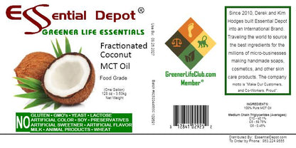 Coconut Oil - MCT Oil - Fractionated - Liquid - C6, C8, C10 - 1 Gallon - Food Grade - Non GMO