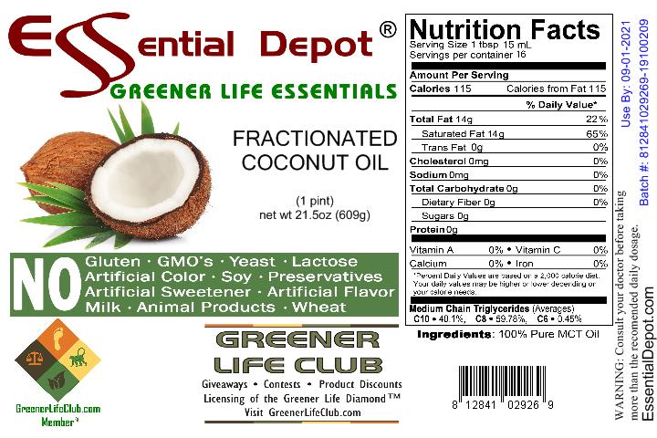 Coconut Oil - MCT Oil - Fractionated - Liquid - C6, C8, C10 - 1 Pint - Food Grade - Non GMO