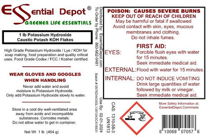 Potassium Hydroxide Flakes KOH, Caustic Potash - 9 x 1lb Bottles