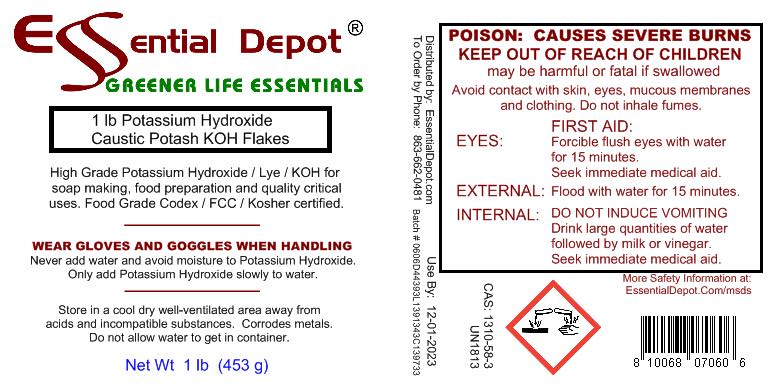 Potassium Hydroxide Flakes KOH, Caustic Potash Anhydrous KOH Dry - 1 lb