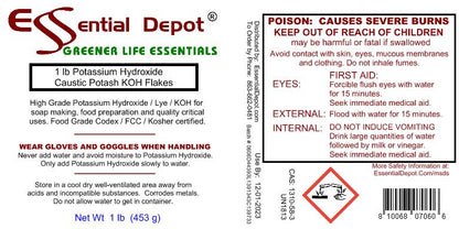 Potassium Hydroxide Flakes KOH, Caustic Potash Anhydrous KOH Dry - 1 lb