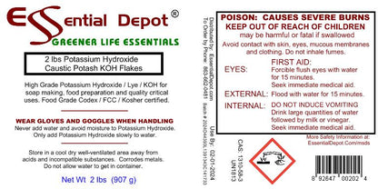 Potassium Hydroxide Flakes KOH, Caustic Potash Anhydrous KOH Dry - 32 lbs - 16 x 2lb Bottles