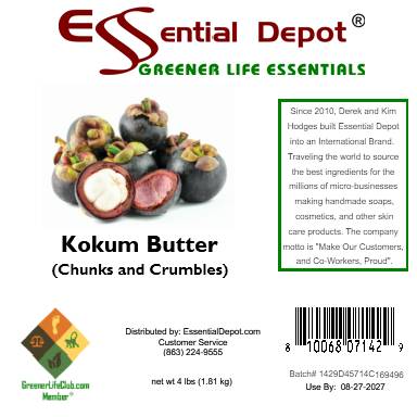 Kokum Butter Chunks and Crumbles - 4 lb (1.81 kg) - Refined - Deodorized - Non Comedogenic